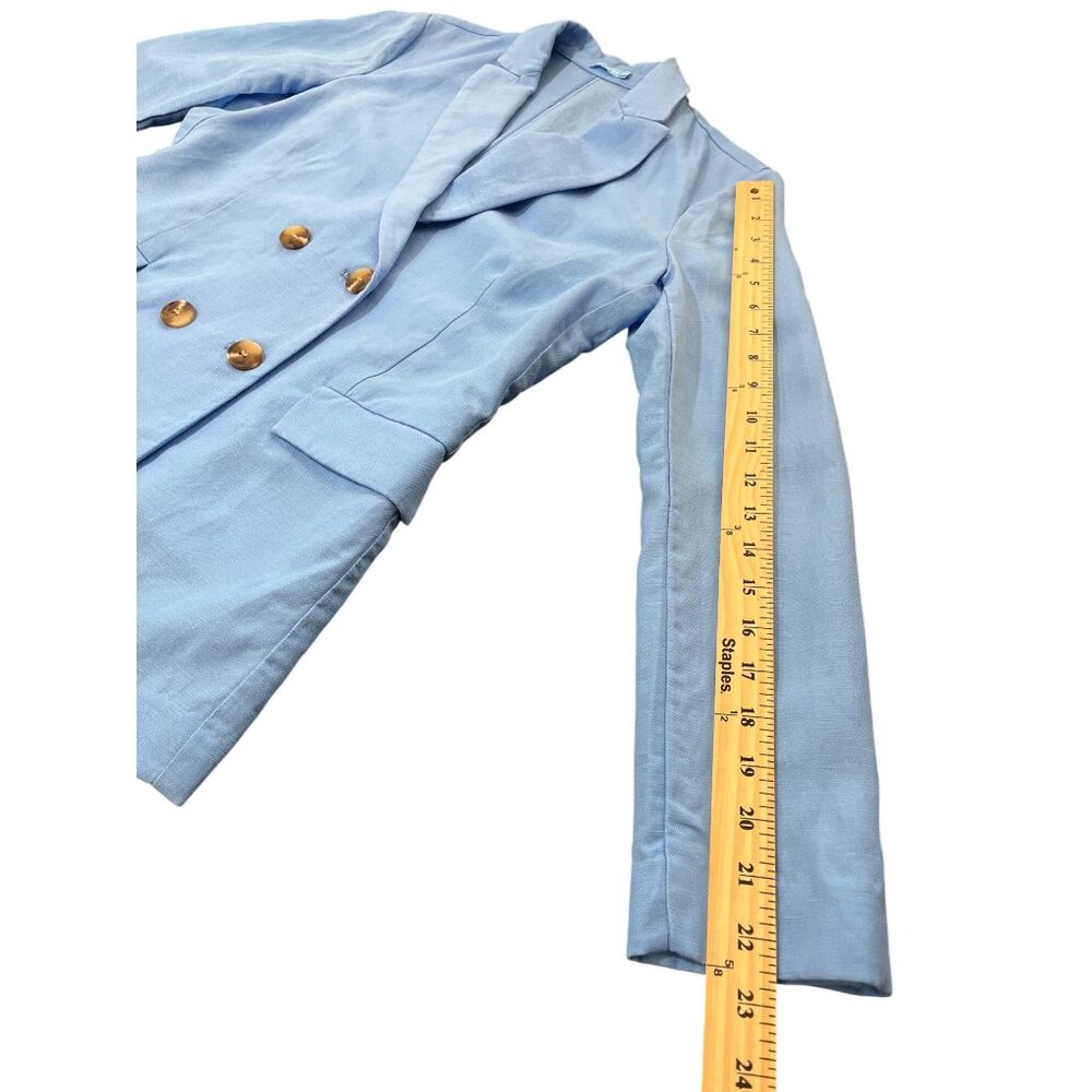 J. McLaughlin Womens Double-Breasted Blazer Size 2 Light Blue Linen Blend NEW - Picture 7 of 8